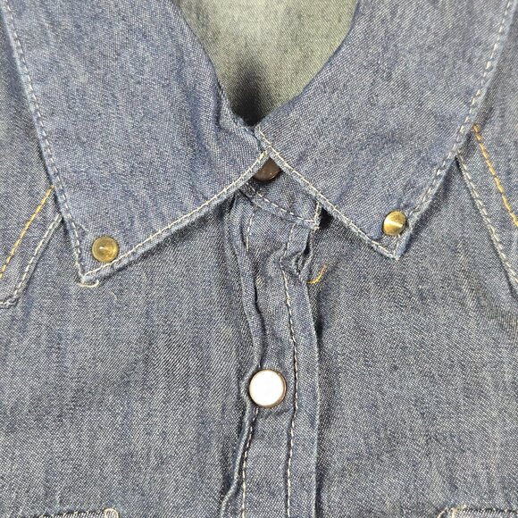 MMXIII Womens‎ Extra Small Ombre Blue Green Denim Top Cowgirl Country Y2K Boho - Picture 9 of 10